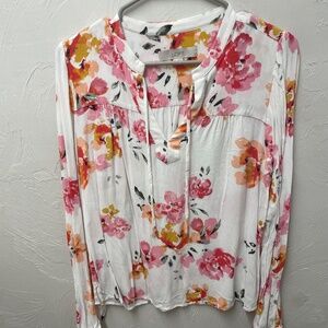 Loft Floral Long Sleeve Blouse